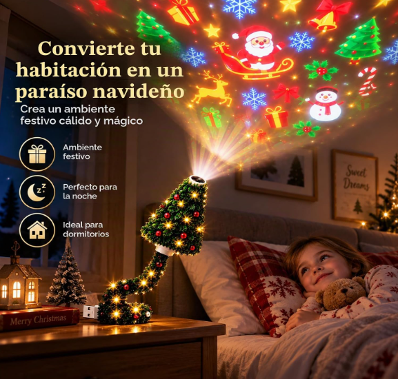 Proyector navideño USB: tu techo lleno de magia