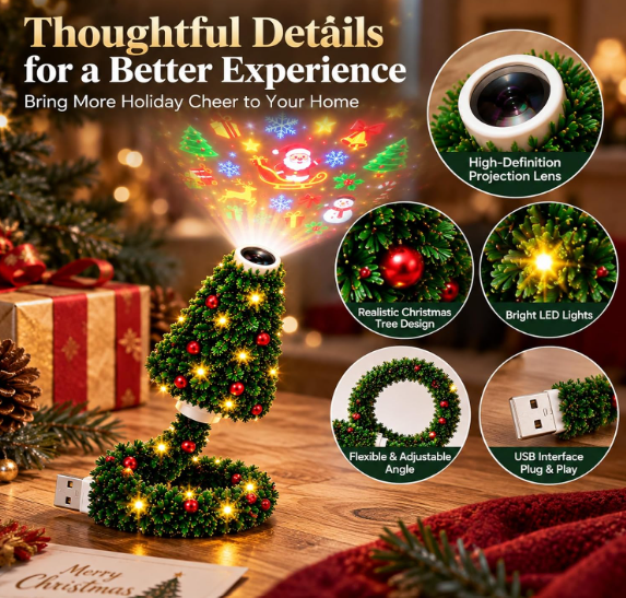 Proyector navideño USB: tu techo lleno de magia